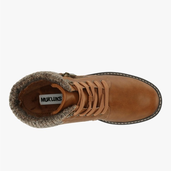 New Muk Luks Brown Ankle Boots with Knit Cuff - Picture 11 of 12